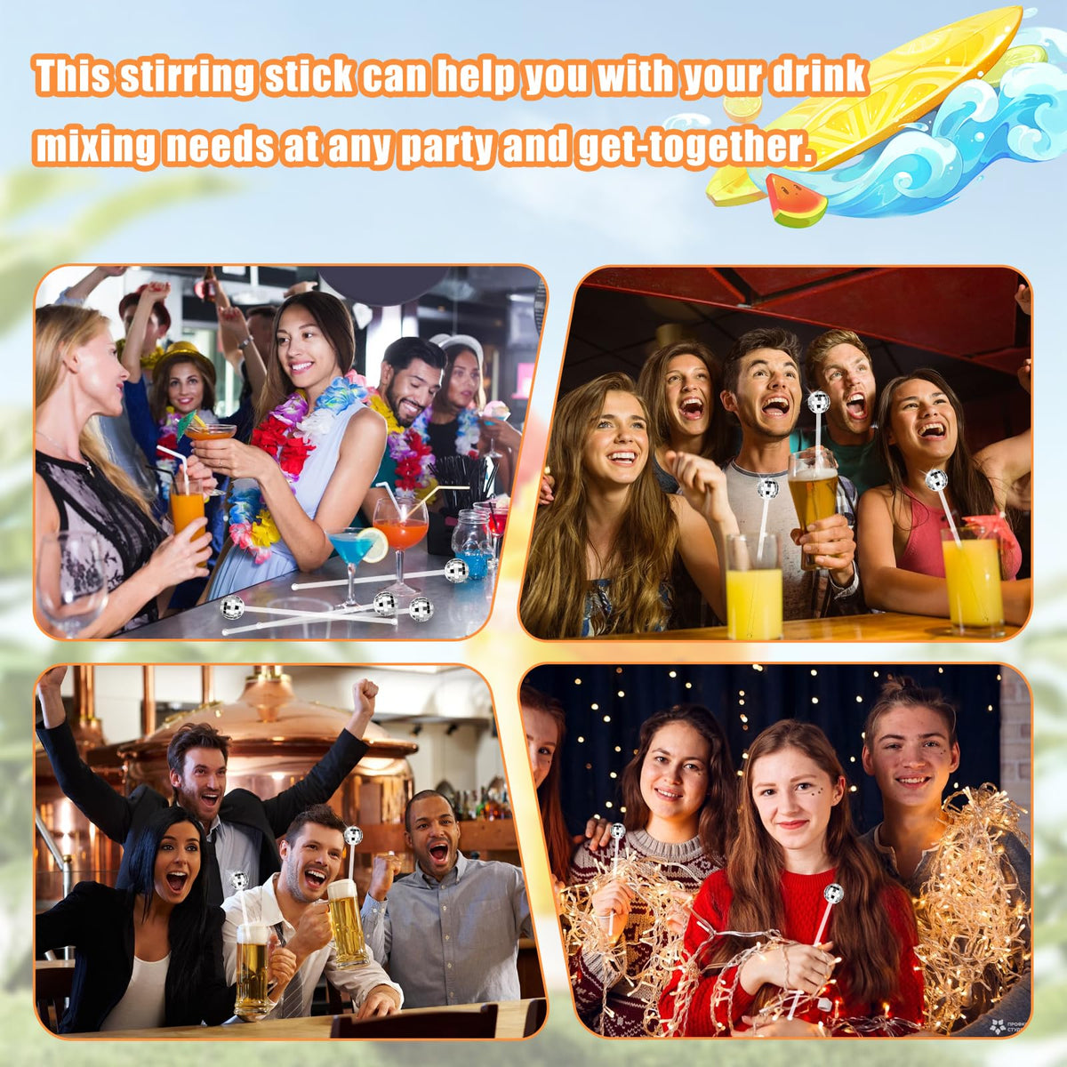 80 Pcs Disco Ball Cocktail Stirrers Plastic Round Top Swizzle Sticks Cake Pops Mirror Ball Coffee Beverage Stirrers for Home Bar Coffee Shop Use