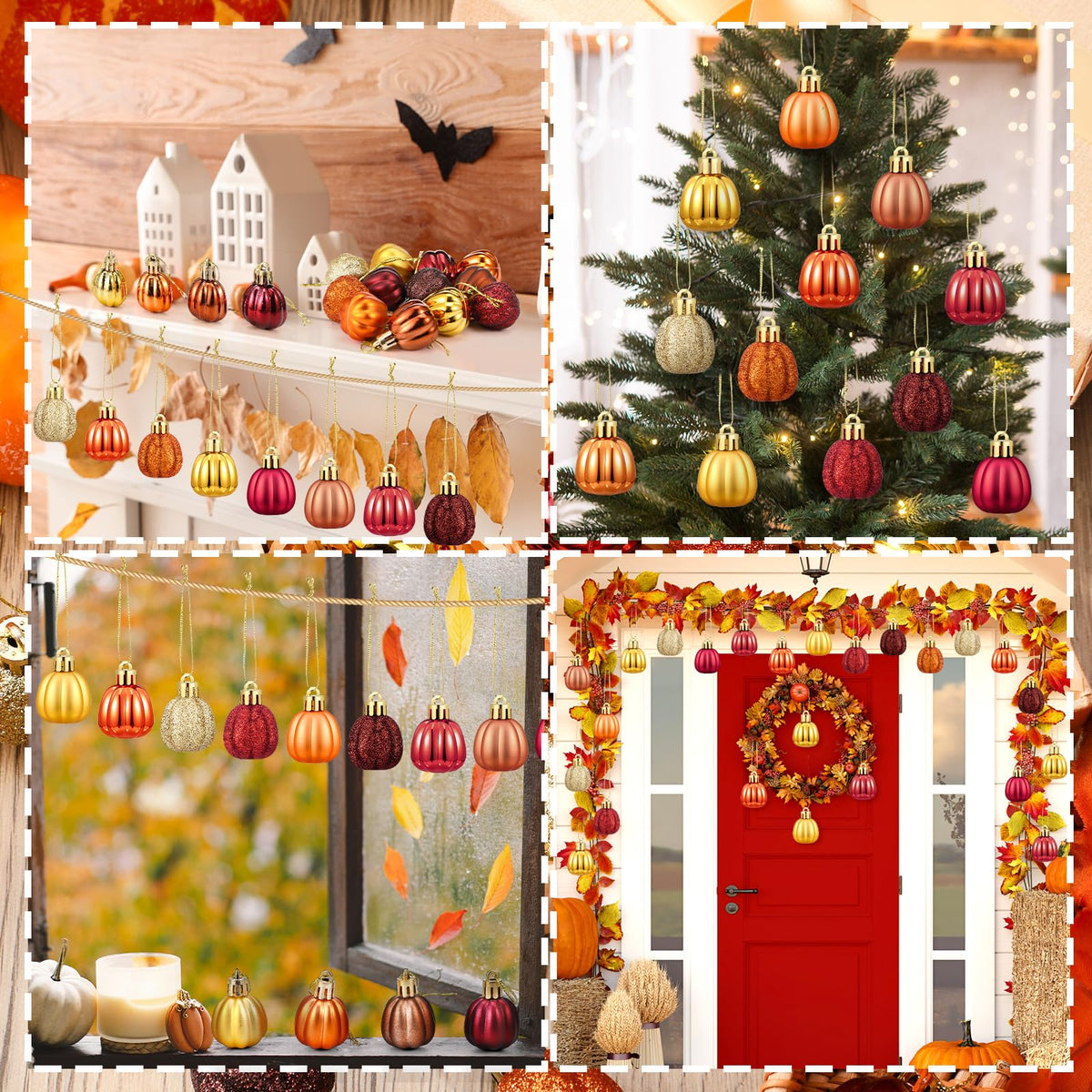 Colingmill 36 Pcs Fall Tree Ornaments Pumpkin Hanging Ornaments Thanksgiving Fall Decorations Mini Pumpkin Ball Decorations Farmhouse for Small Tree Autumn Home Halloween Party(Fresh,Yellow)