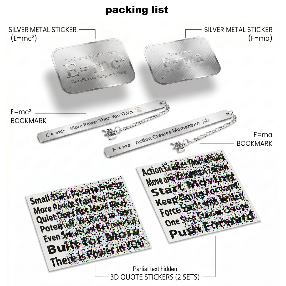 Physics Bookmark Gift Set, 18-Piece Metal Bookmarks Kit for Physics Gifts