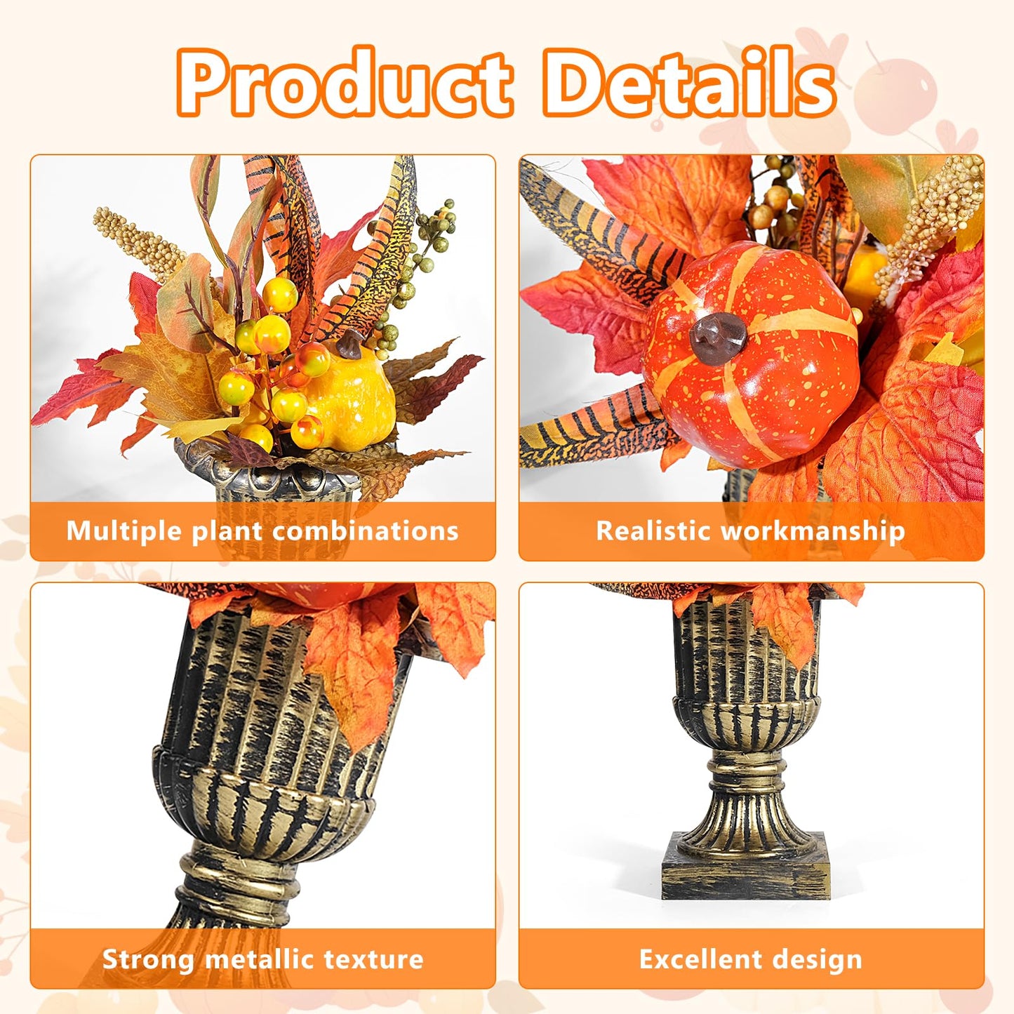 Nuokin Halloween Decorations Artificial Imitation Pumpkin Table Shelf Thanksgiving Autumn Indoor Home Decor Gifts (1PCS, ONE Size)