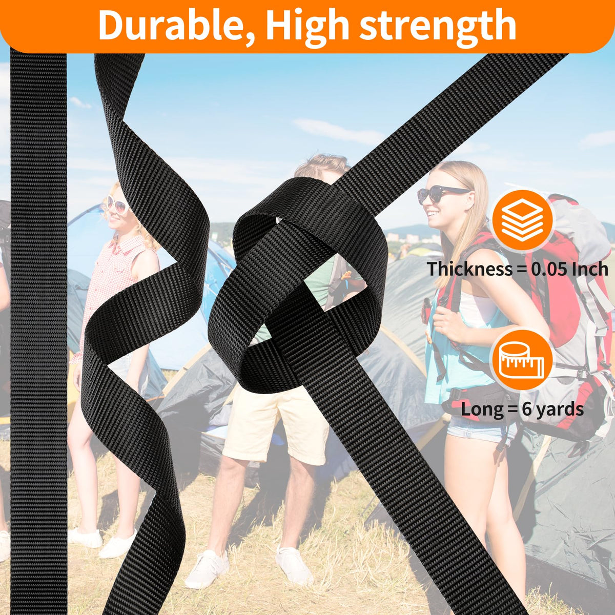 BEYOURD 3/4" Buckles and Straps Set: 6 Yards of Thick Nylon Webbing, 6-Pack Quick Side Release Adjustable Plastic Buckles, 12 Tri-Glide Slide Clips(3/4 Inch Combo Set)