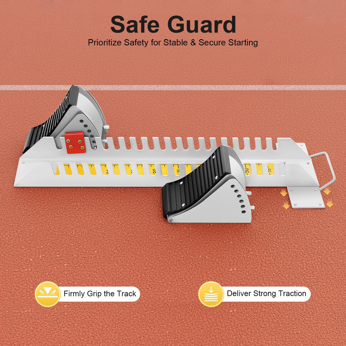 Unndysrt 6 Adjustable Angle Aluminum Starting Blocks, Athletics Starting Block Track and Field, Multi-Function Sprinter Pedals for Plastic Runway Cinder Track