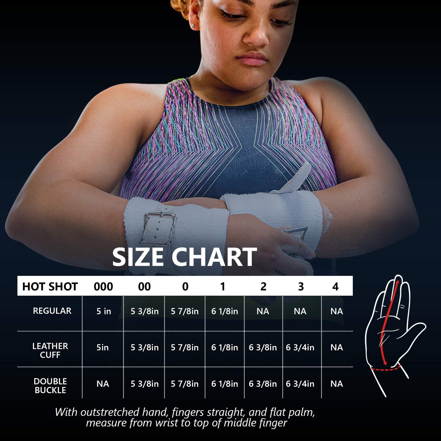 US Glove Women Hot Shot Uneven Bar Gymnastics Grips - Women Gymnastics Bar Grips, Made in USA Gymnastics Uneven Bar Grips for Girls, Leather Gymnastics Equipment Grips, Double Buckle, Size 3 (6 3/4")