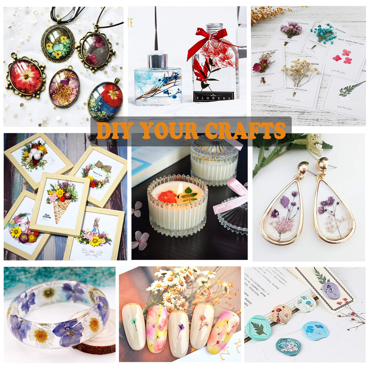 LUCISKY 133Pcs Dried Pressed Flowers and Butterfly for Resin Molds, Assorted Real Natural Flowers Leaves Stickers for DIY Art Crafts, Jewelry, Candle, Soap Crafts Making