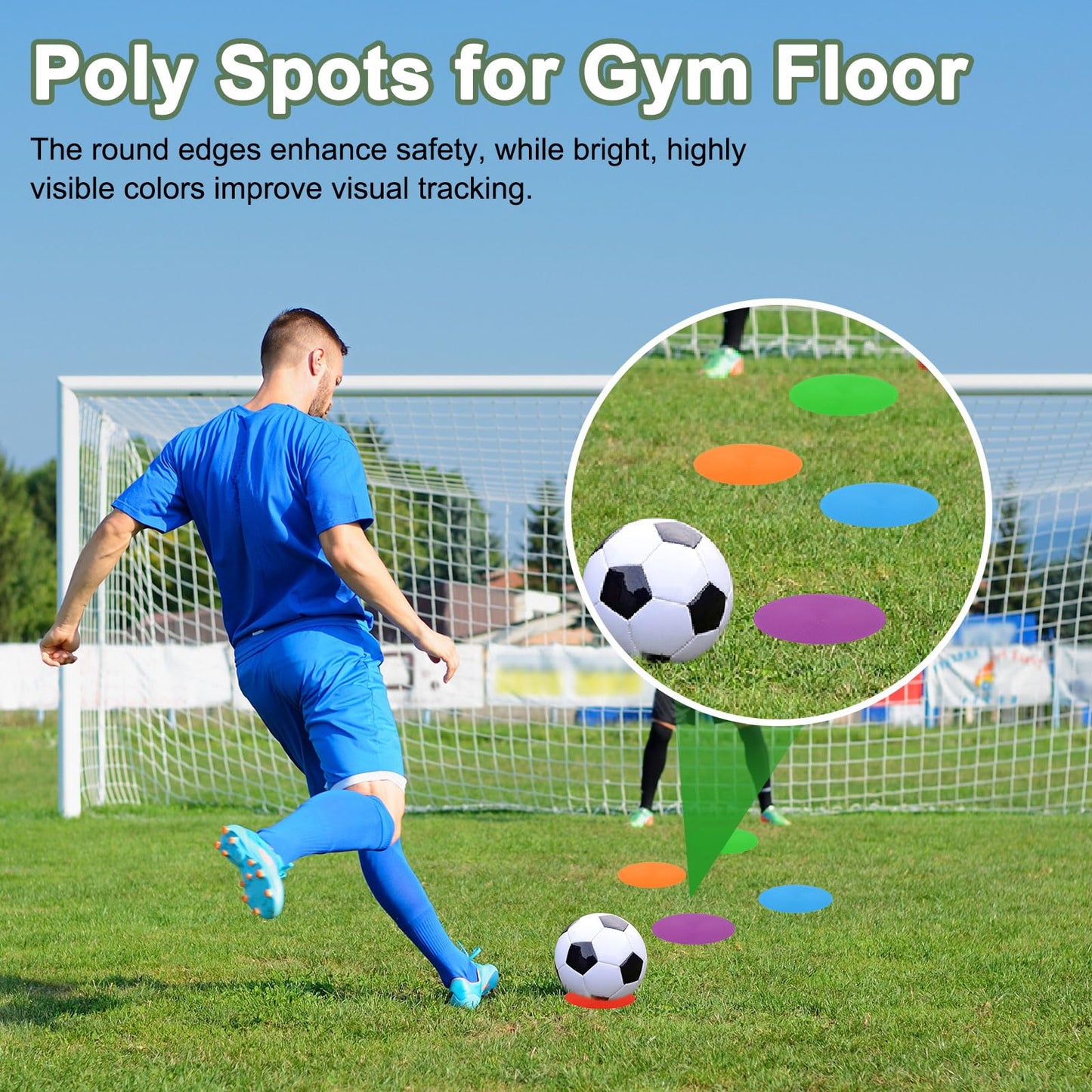 YELARXI Spot Markers, Poly Spot Marker for Agility Training Floor Dots Non Slip Flat Field Cones 6 Pcs & 9 in & Purple - for (Soccer/Speed Training/Gaming/Basketball/Dance Practice)