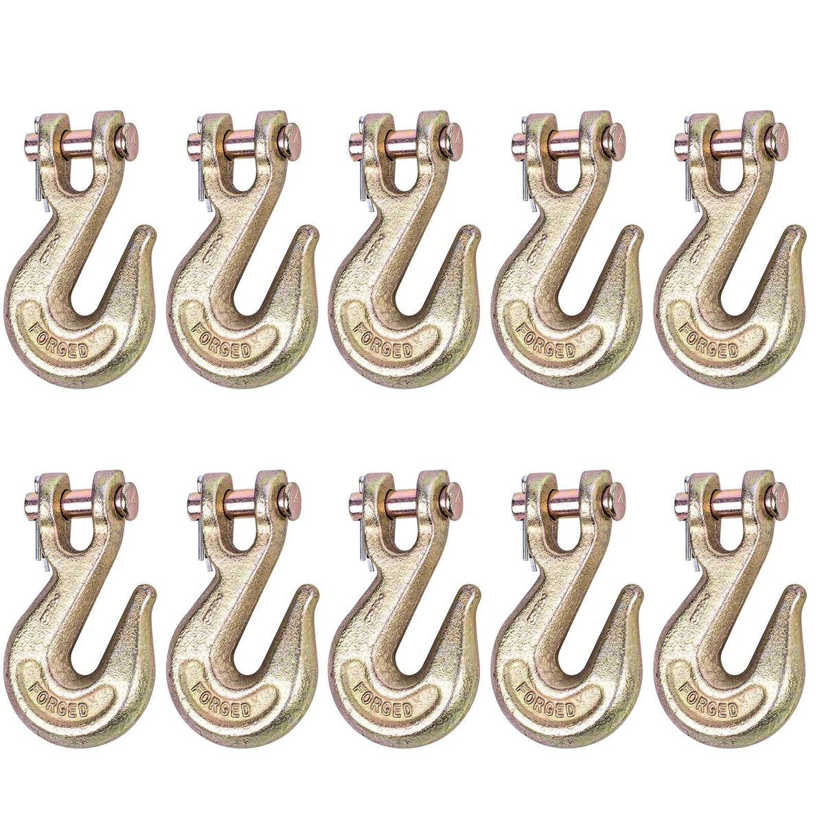 Lechansen 3/8'' G80 Clevis Grab Hook,10 Pack Heavy Duty Grade 80 Transport Chain Hooks 3/8 Inch Tow Hook for G80 Chains and Binders, 7,100 Lbs Working Load Limit