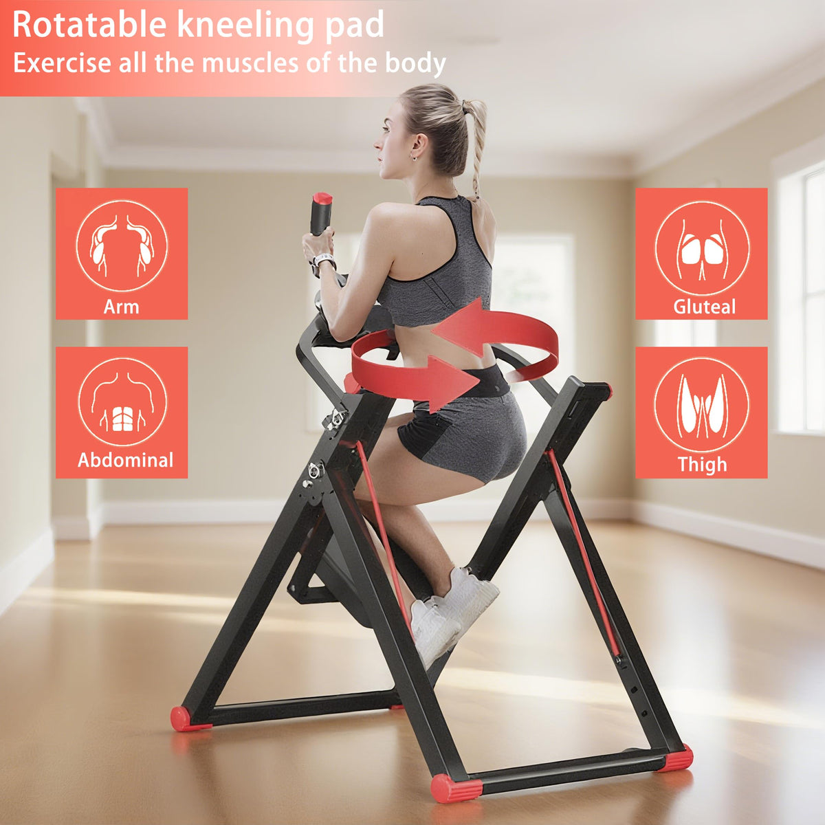 Vicamy Silent Ab Machine, No-Track Ab Workout Equipment for Home Gym, Adjustable Resistance Ab Trainer Machine for Adults,Rotatable Full Body Training for Waist Twister