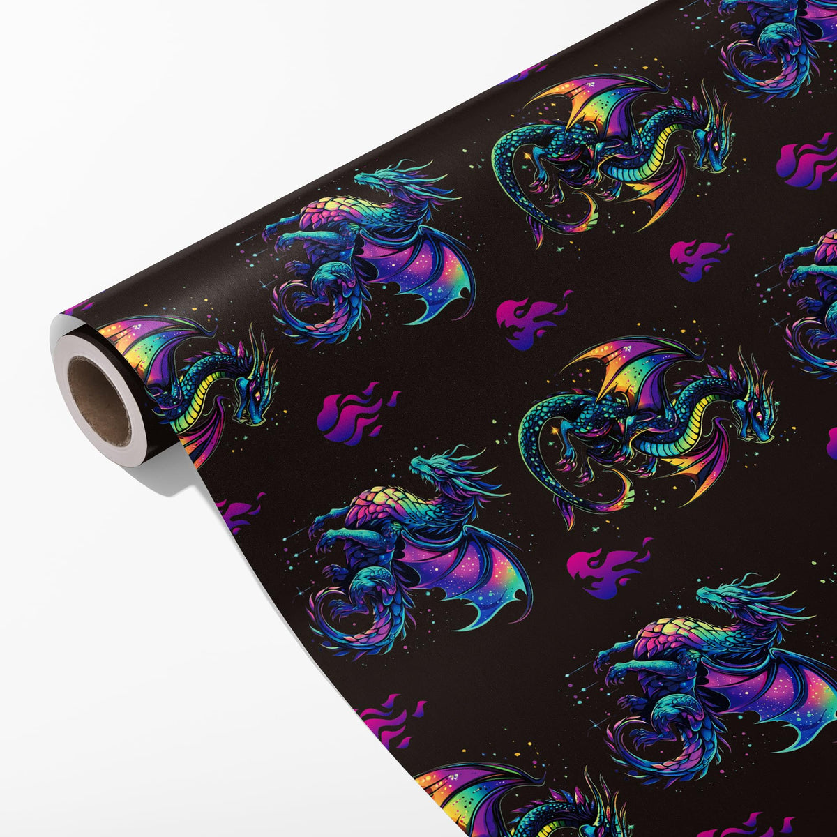 Altarho Dragon Wrapping Paper Roll for Kids Boys Women Men - Neon Dragon Print Mythic Gift Wrap Sheets for Birthday Adult Anime Party Supplies Total 28.5sq.ft