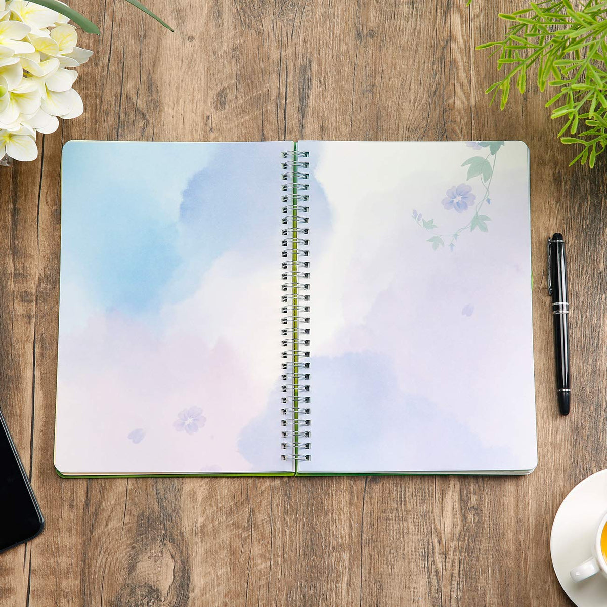 SIIXU Spiral Journals for Writing, Color Illustration Notebook With an Elastic Band, Hardcover, 128 Pages, B5, 6.8”x9.8”, Spring
