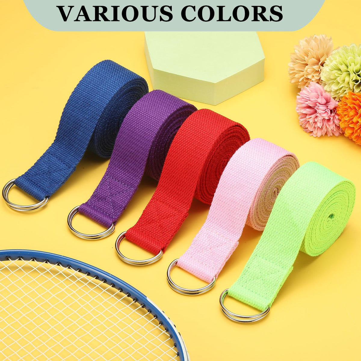YELARXI Yoga Strap for Stretching, Athletic Stretch Band 10.5ft & Blue with Adjustable Metal D Ring Buckle Yoga Bands - Fitting for (Pilates/Physical Fitness/Gym Workout Dance)