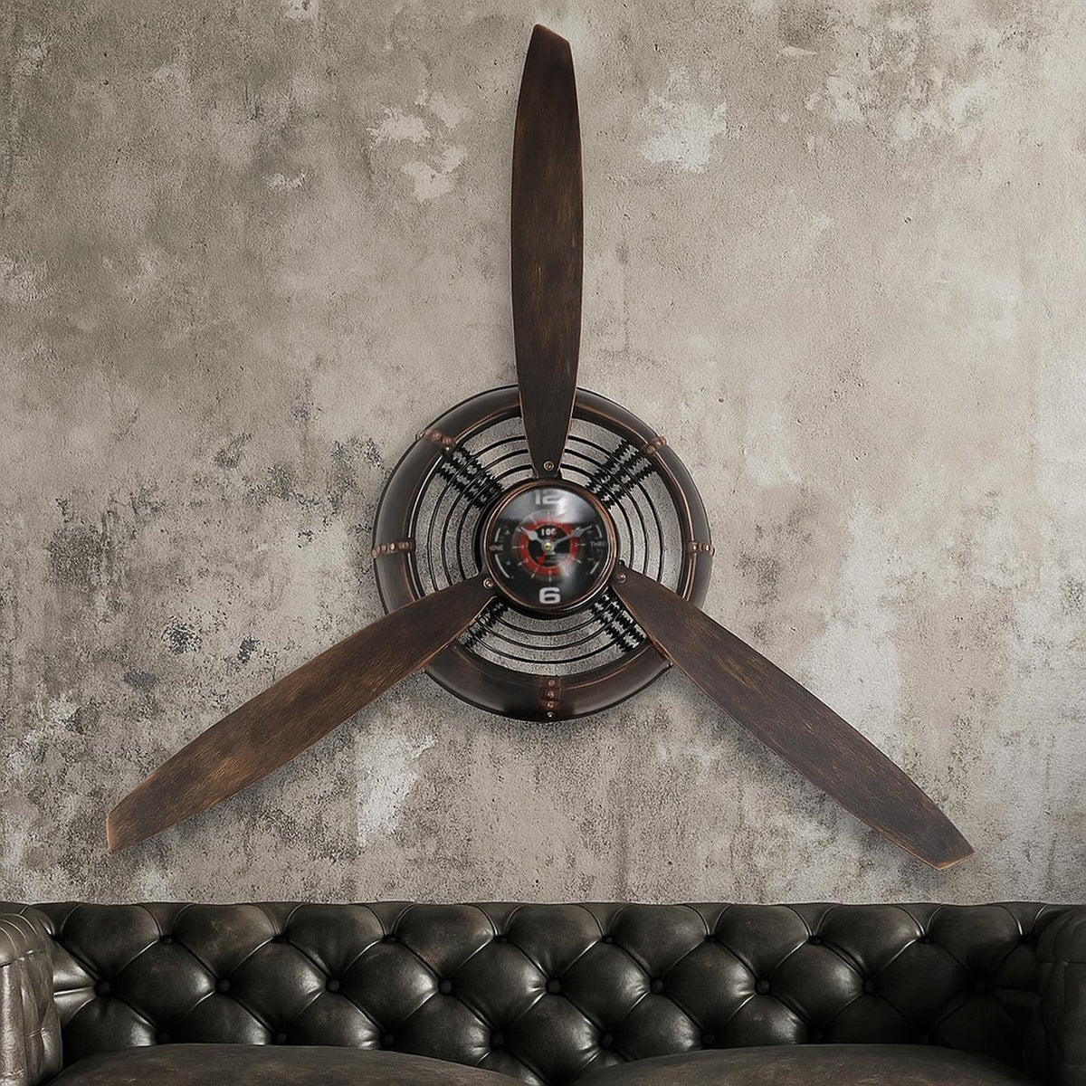 GLOWMIRTH Airplane Propeller Wall Decor,Aviation Decor,Pilot Gifts, Steampunk Clock,Man Cave Clock, Wall Art for Office Bedroom,Battery Operated,Brown