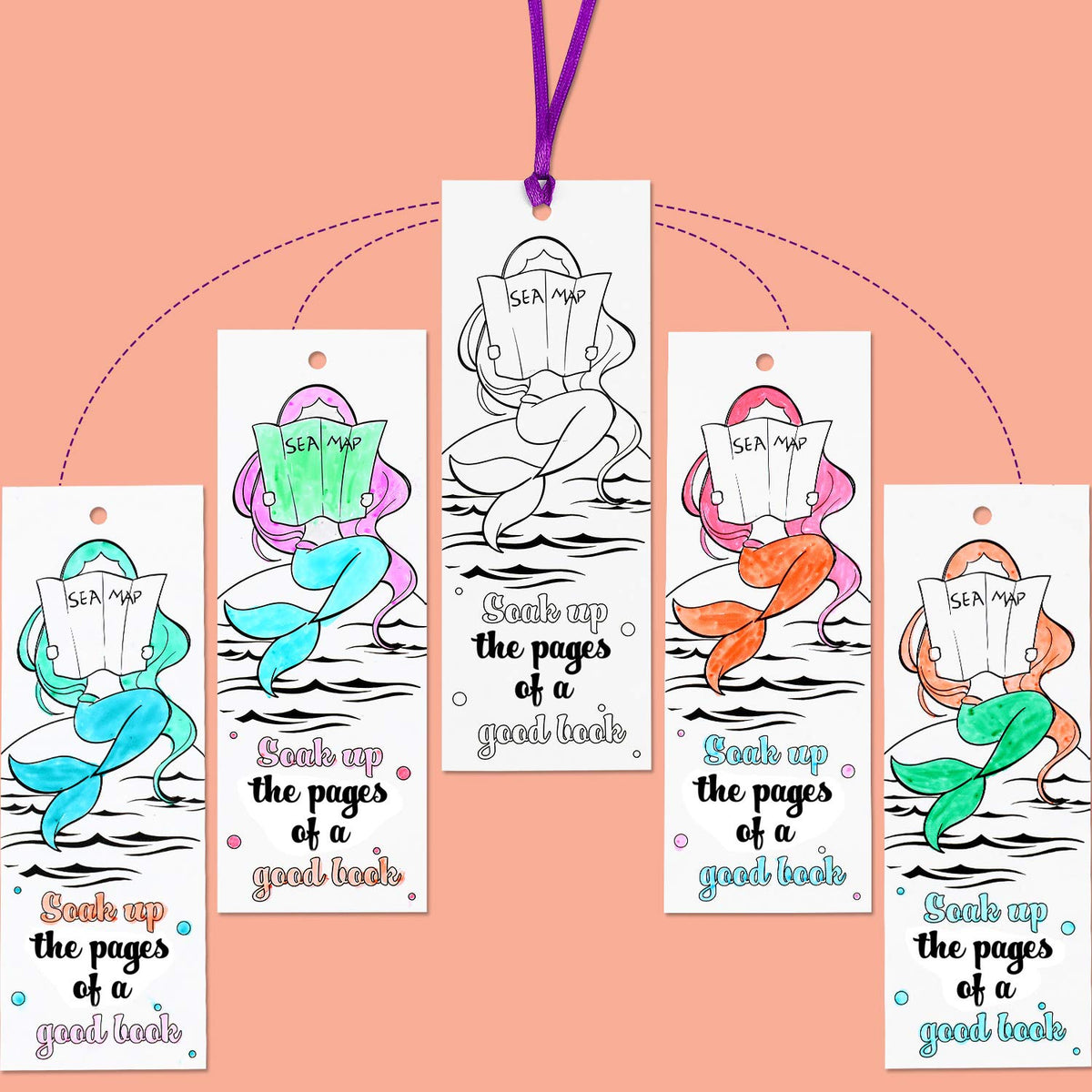Outus Color Your Own Bookmarks DIY Coloring Blank Paper Kids Students Teachers Classroom Rewards Supplies Double Sided Patterned Boys Girls Cartoon Animals Back to School Party Gift(180 Pieces)