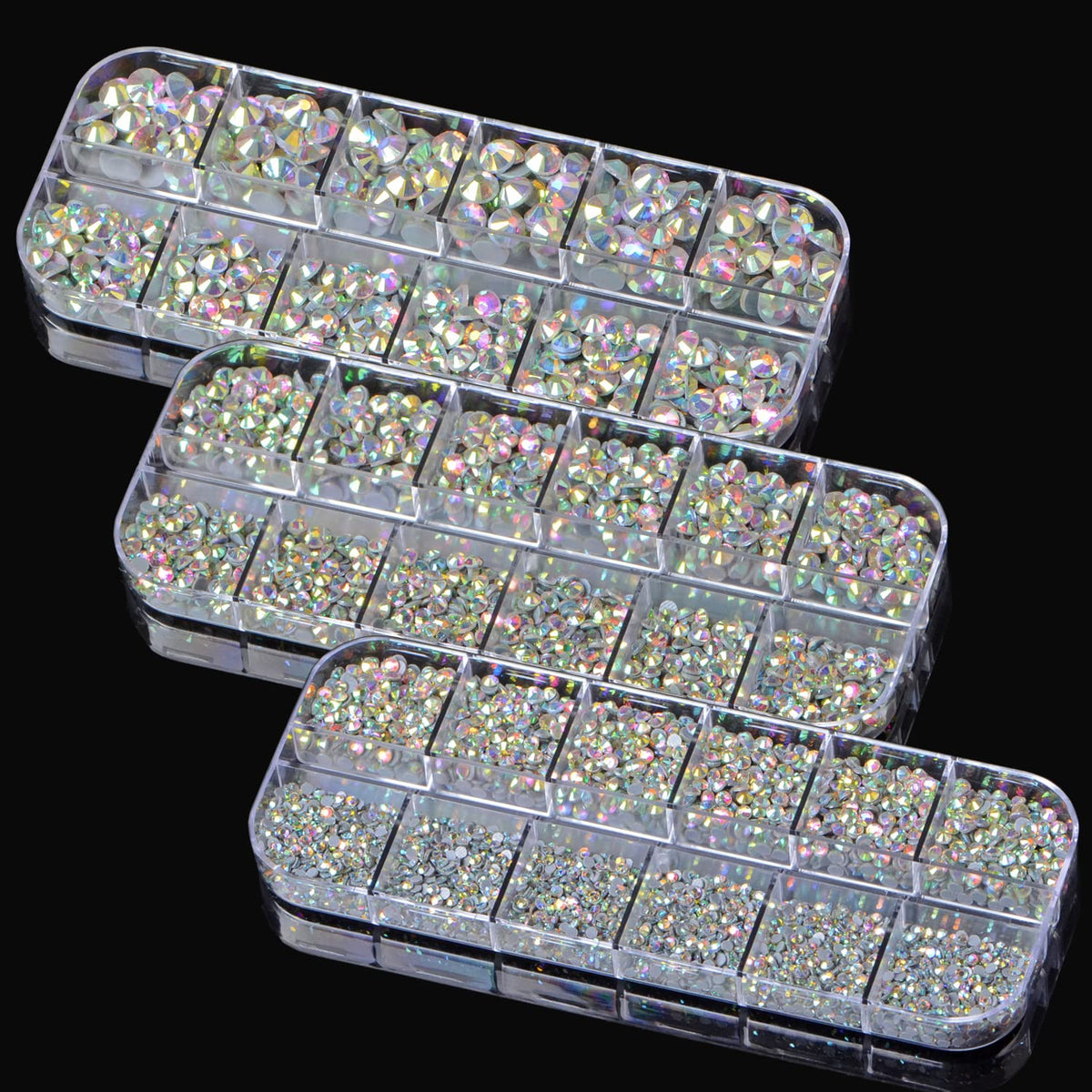 Massive Beads 6500pcs+ Flatback Glass Hotfix Iron On Rhinestones Crystal for DIY Making with 1 Tweezer & 1 Picking Pen for Shoes, Clothes, Face Art, Bags, Manicure (Crystal AB, 6-Sizes)