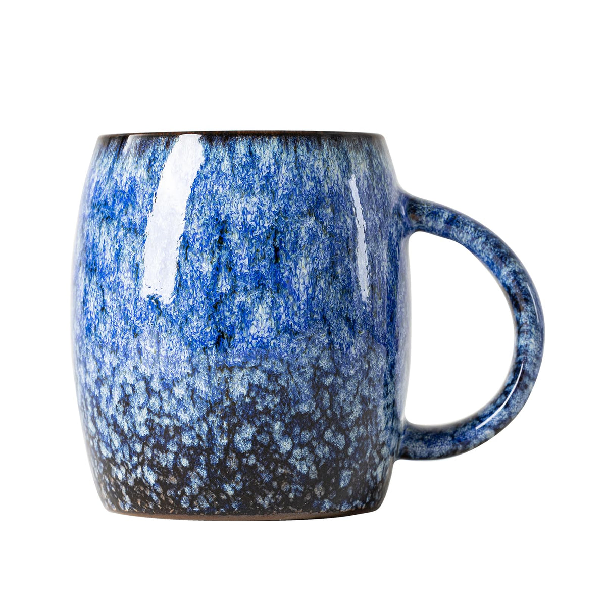 Sakura Blue Reactive Glaze Ceramic Coffee Mug - 14 oz Unique Mug with Ergonomic Handle, Large Ceramic Mug for Coffee, Tea, Milk - Great Birthday Gift for Women, Men, Friends, Home & Office Use