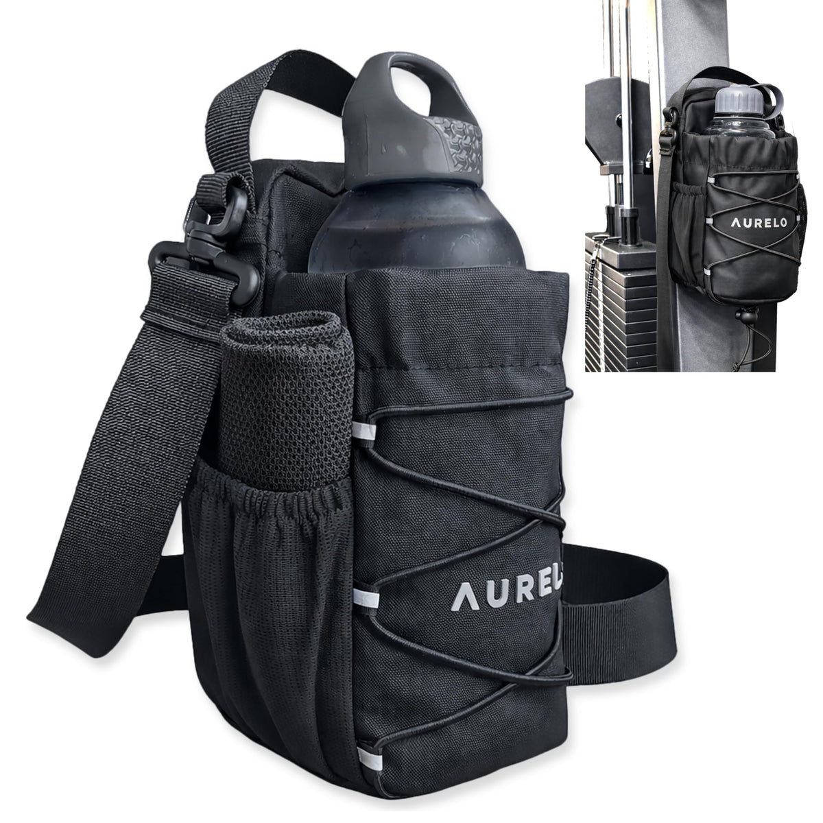 Magnetic Gym Bag for Men & Women – Small Gym Bag with Rack Attachment, Water Bottle Holder (Up to 40oz), Compact Workout Bag Keeps Gear Off Floor, Quick-Dry Towel Included