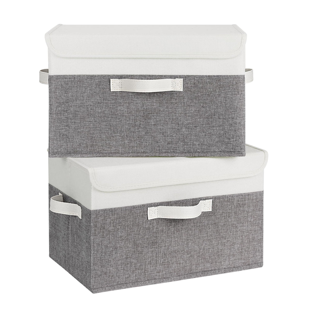 GRANNY SAYS Fabric Storage Boxes, Memory Keepsake Box, Large Storage Bins with Lids, Closet Organizers, Toy Box, Storage Baskets for Shelves, White/Gray, 2-Pack