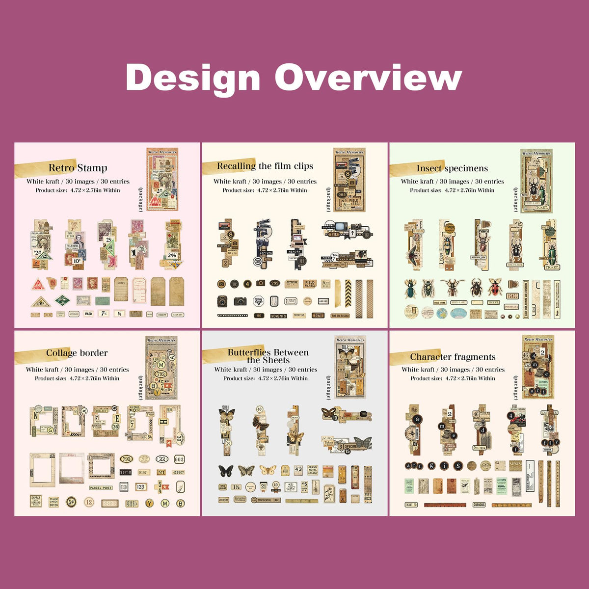 AuriicLeaf Retro Memories Vintage Scrapbook Stickers - 180pcs Aesthetic White Kraft Paper Ephemera Self-Adhesive Die-Cut Designs for Journaling Collage DIY Crafts