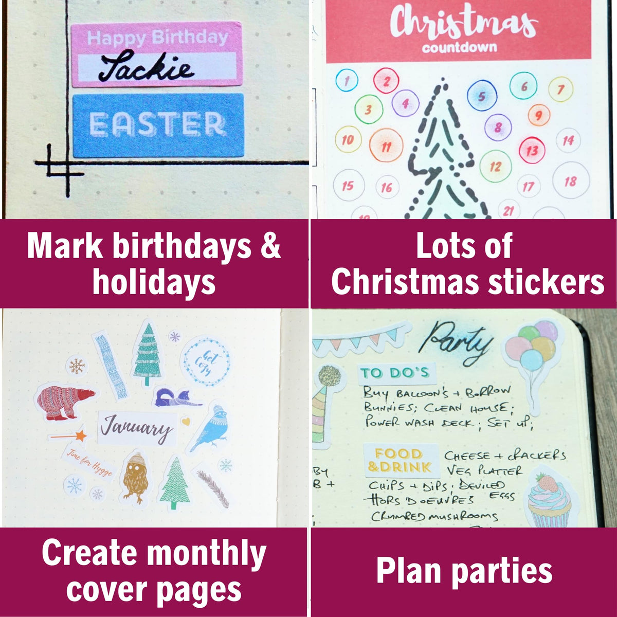 Seasons & Holidays Planner Stickers Value Pack - 16 Sheets, Cute Custom Scrapbook & Planner Stickers, Fun Supplies for Bullet Dotted Journals, Christmas, Easter, Halloween, Birthdays by Sunny Streak