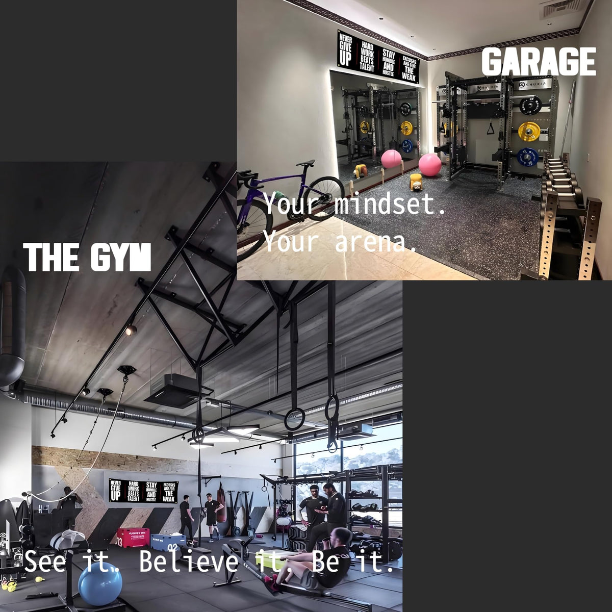 "NEVER GIVE UP" Motivational Gym Banner - Fitness Wall Art for Home Gym & Office - Workout Encouragement Tapestry with Inspirational Quote for Exercise Room and Dorm Decor