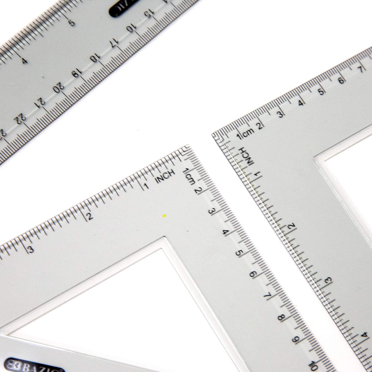 BAZIC Products 4-Piece Geometry Ruler Combination Sets, for School Math Office, 2 Pack