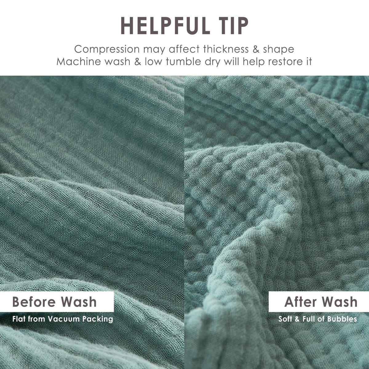 EMME Muslin Throw Blanket for Adults 100% Cotton Blankets for Couch 4-Layer Summer Breathable Gauze All Season Soft and Lightweight Pre-Washed (Teal, 50"x71")