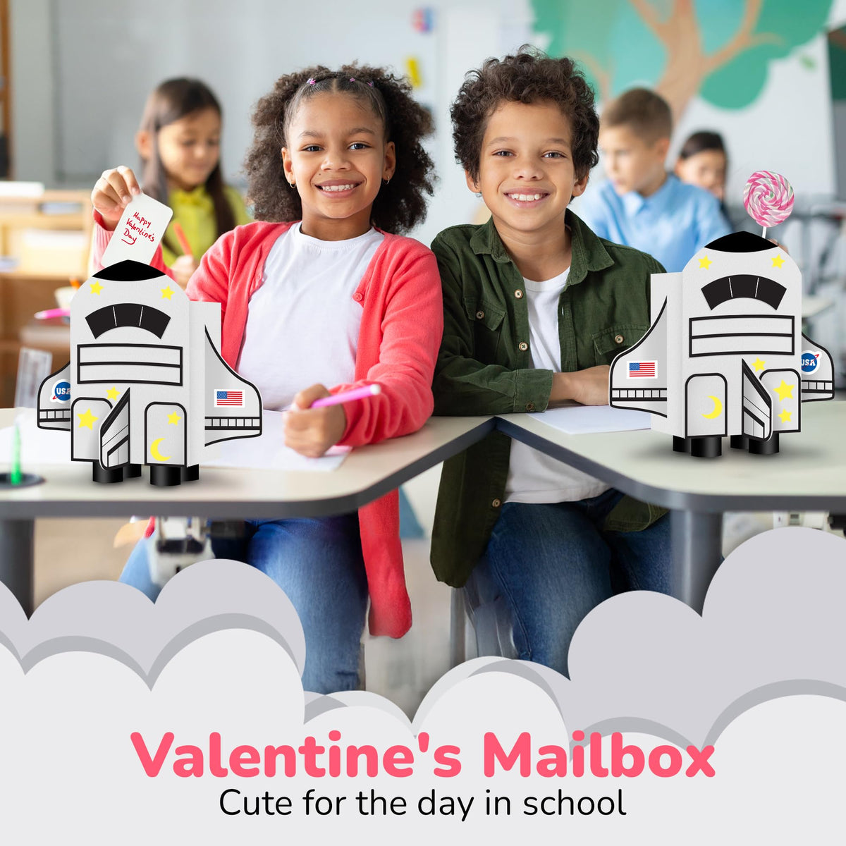 ArtCreativity Valentines Mailbox Kit - Make Your Own Valentines Box Kit for Girls & Boys - Includes Box, Double-Sided Tape, and 18 Decorative Foam Pieces - Cute Valentines Crafts Supplies