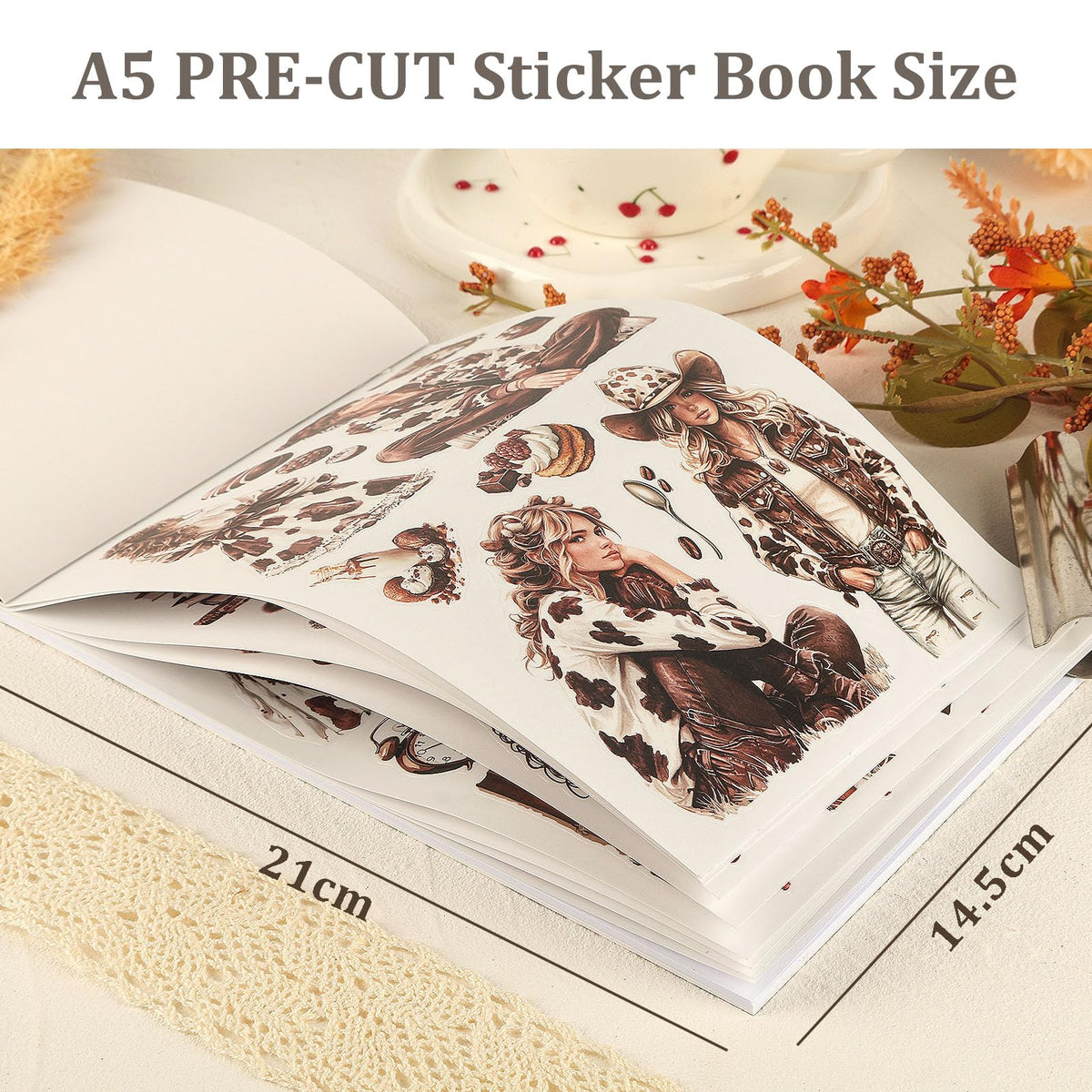 Snycler Chocolate Milk Coffee Theme Sticker Scrapbooking Supplies for Junk Journal, 20 Sheets PET Stickers - Vintage Journaling Stickers, Ephemera Sticker Book Pre Cut, Junk Journal Supplies, Planner