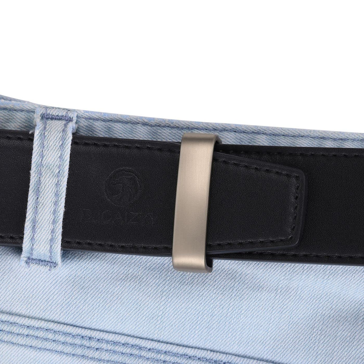 DJCAIZYY Belt Loop Keeper 1 1/2" (38mm-40mm) Grey Brushed Belt Loop Men's Belt Buckle Accessories