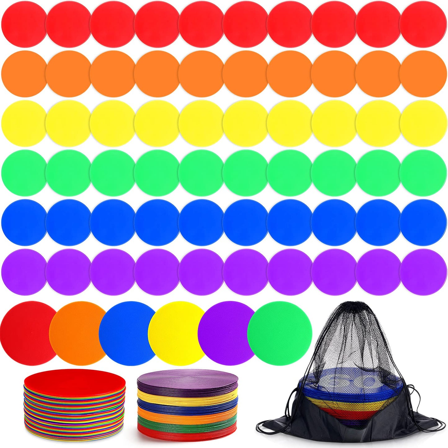 Haull Spot Markers Floor Spots with Bag Non Slip Vinyl Poly Dots for Gym Floor Basketball Football Soccer Sports Speed Agility Training Gym Dance(60 Pcs,7.87 Inch)