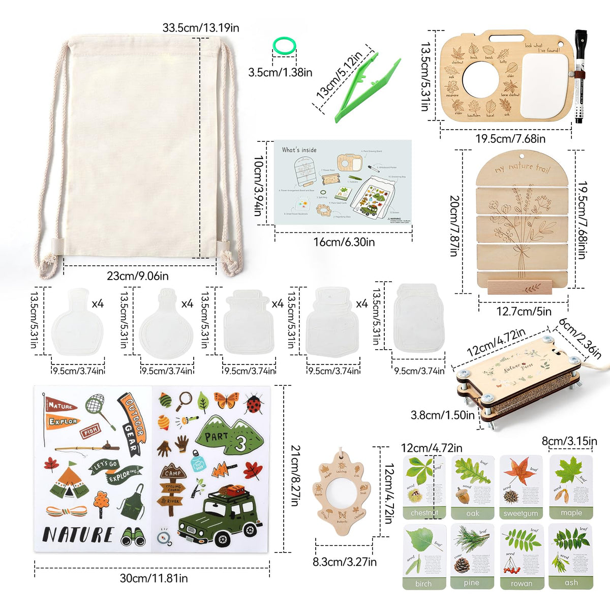 Flower Press Kit for Kids, Nature Exploration Toys with Plant ID Cards & Drawing Board, Outdoor Explorer Kit with DIY Bouquet Preservation & Dried Flower Art | Ideal Gift for Nature & Craft Lovers
