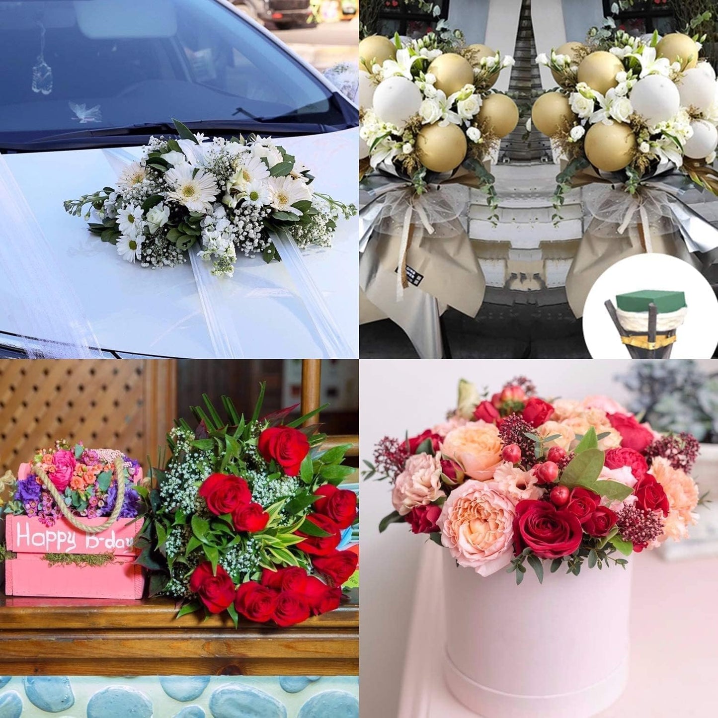 6 Pcs Floral Foam, Wet and Dry Floral Foam Blocks Flower Arrangement Kit for Fresh or Silk Artificial Flowers (Green, 6" L x 3" W x 2.5" H)