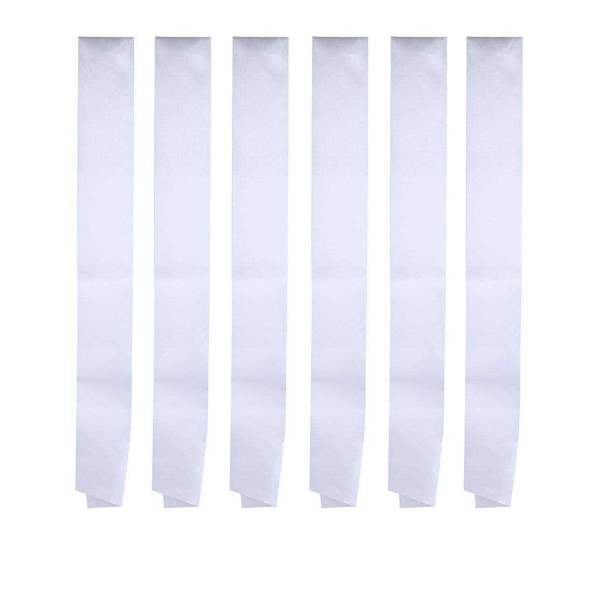 Pack of 6 Blank Satin Pageant Sashes for Princess, Beauty Queen, Homecoming, Winner, Mayor and DIY Decoration, White