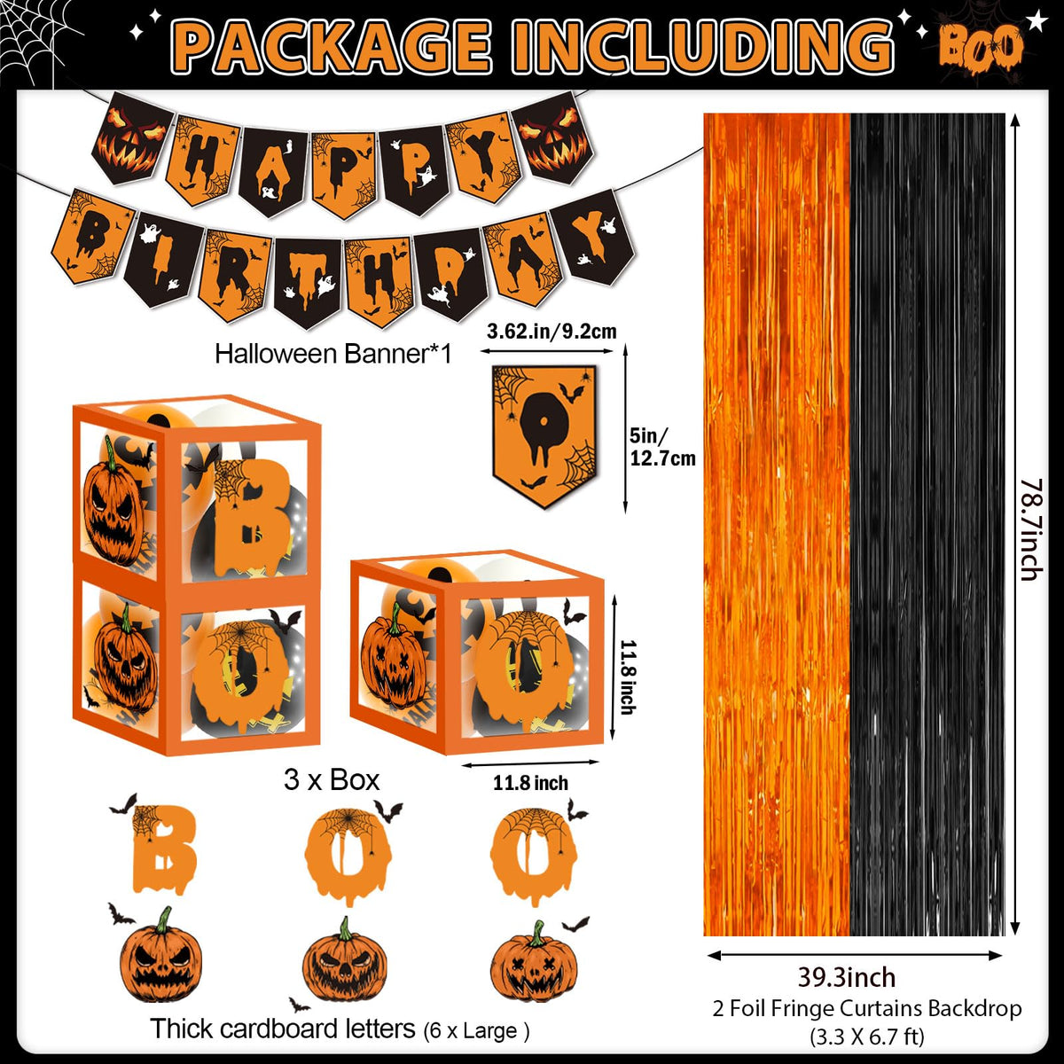 105Pcs Halloween Birthday Party Decorations with Happy Banner Balloons Bat Wall Stickers for Halloween 1st Birthday Party Decor