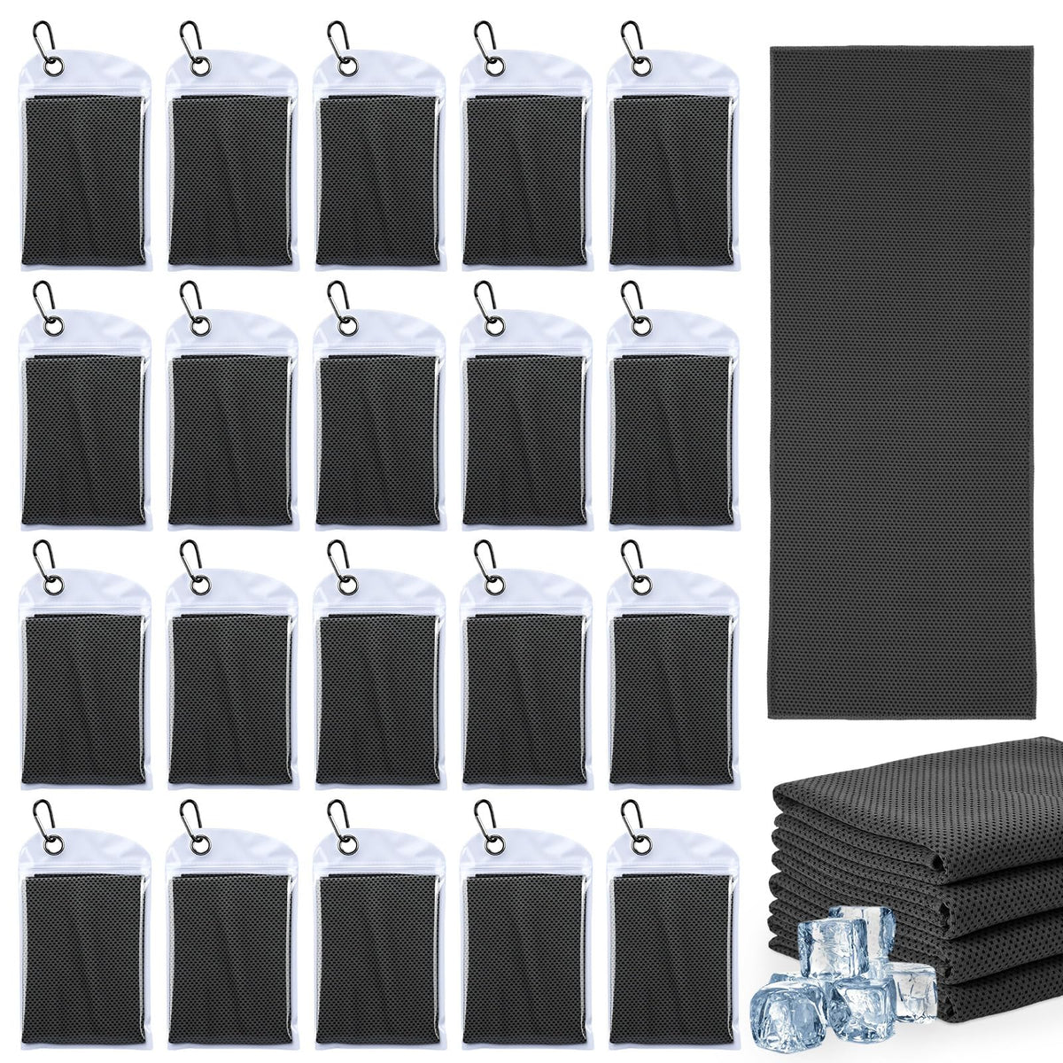 Honoson 20 Pack Cooling Towels Bulk 27 x 16 Inch Ice Breathable Soft Chilly Sweat Rag Cold Towels for Neck and Face for Hot Weather Yoga Gym Sport Running Golf Workout Fitness Camping(Dark Gray)