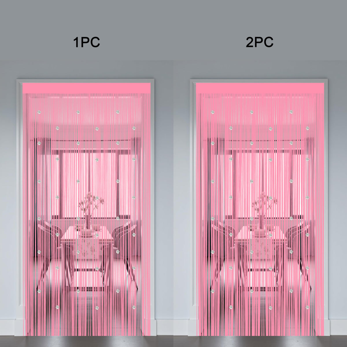 Beaded String Curtains for Doorways Boho Bedroom Decor Hanging Door Wall Beads Closet Window Curtain Room Divider Privacy Decorative (Pink, 39" W x 79" L)