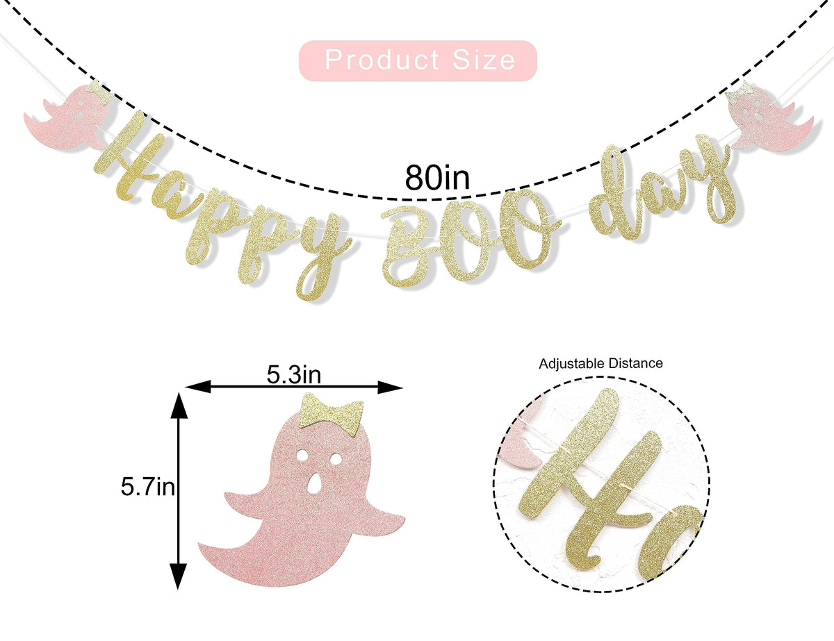 Happy Halloween Banner - Happy Boo Day Garland, Halloween Birthday Party, Halloween Party Decorations, Boo Birthday Banners, Gold Glitter Banner Sign Garland