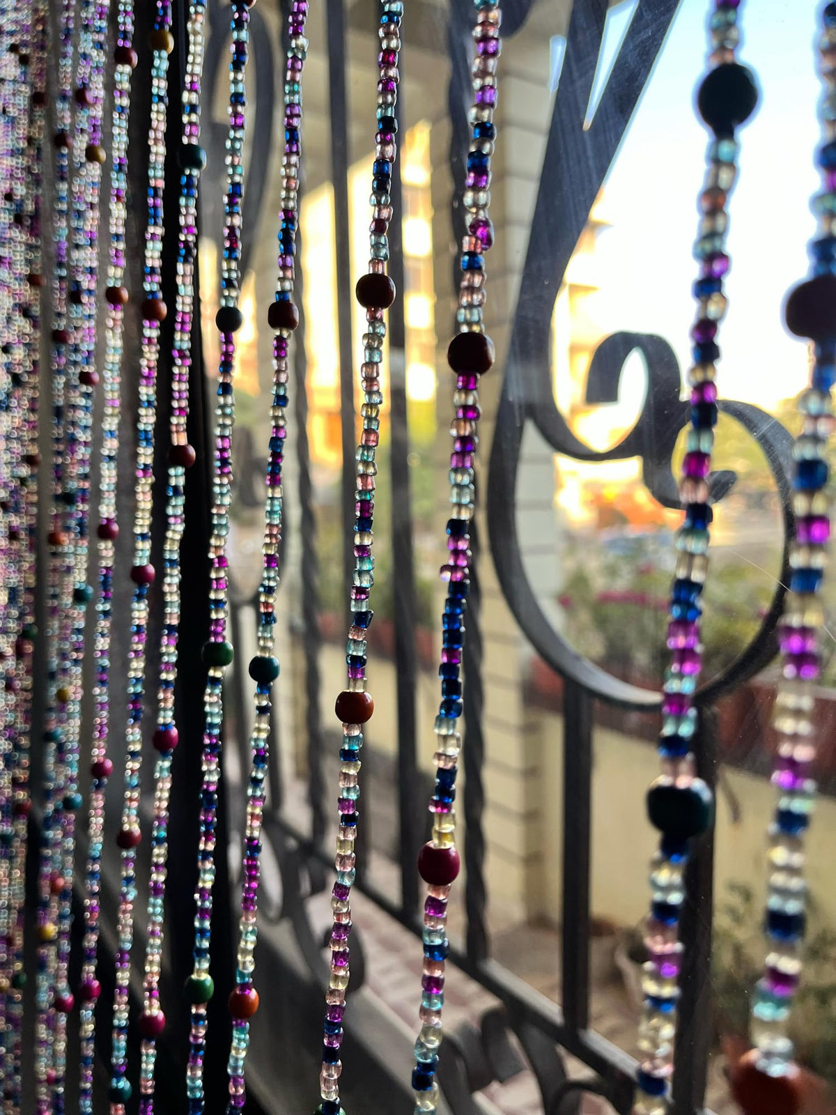 Mango Gifts Bohemian Hippy Beaded Curtain for Doorways Multicolour Glass Beads Strings for Window, Hallway Entrance,Wall Closet and Bedroom Decor 76" inch Length (25)