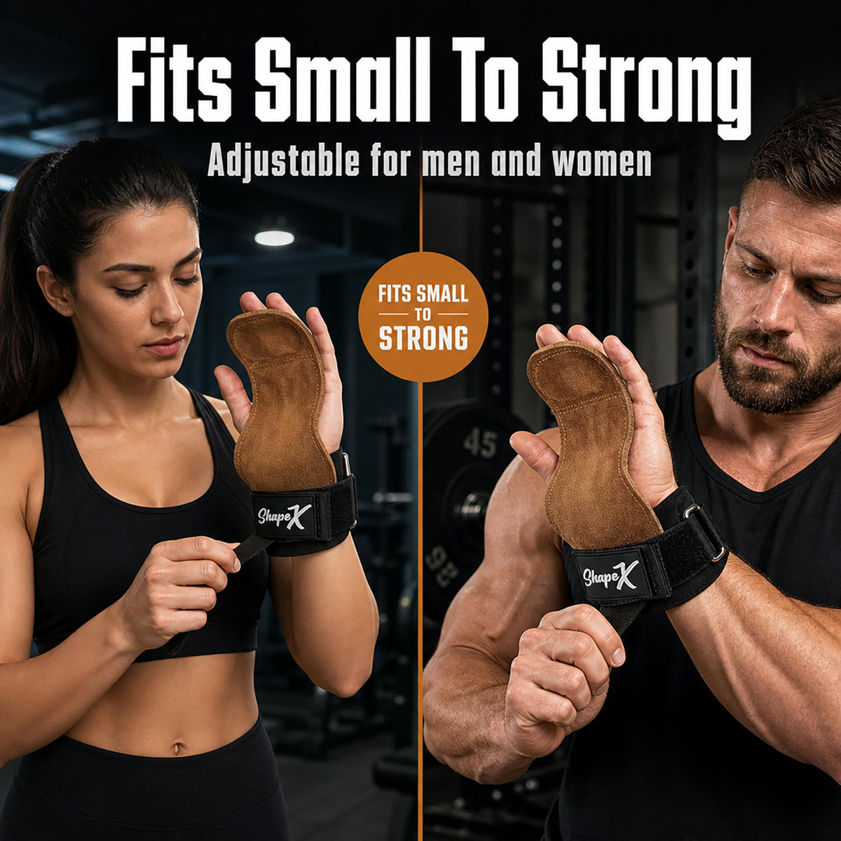 ShapeX Pull up Hand Grip for Men and Women - Weight Lifting Straps for Deadlift - Replacement for Versa, Crossfit Grips - Gym Hand Strap for Excercise and Gymnastics