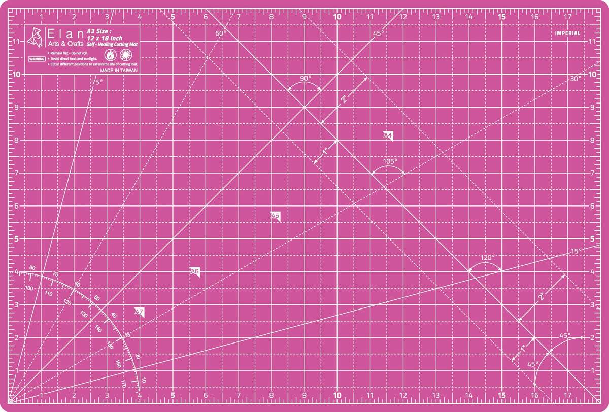 Elan Cutting Mat A3 Pink & Purple, Self Healing Cutting Mat 12x18 Inch, 5-Ply Craft Board Pink, Hobby Board for Crafts 12x18 Inch
