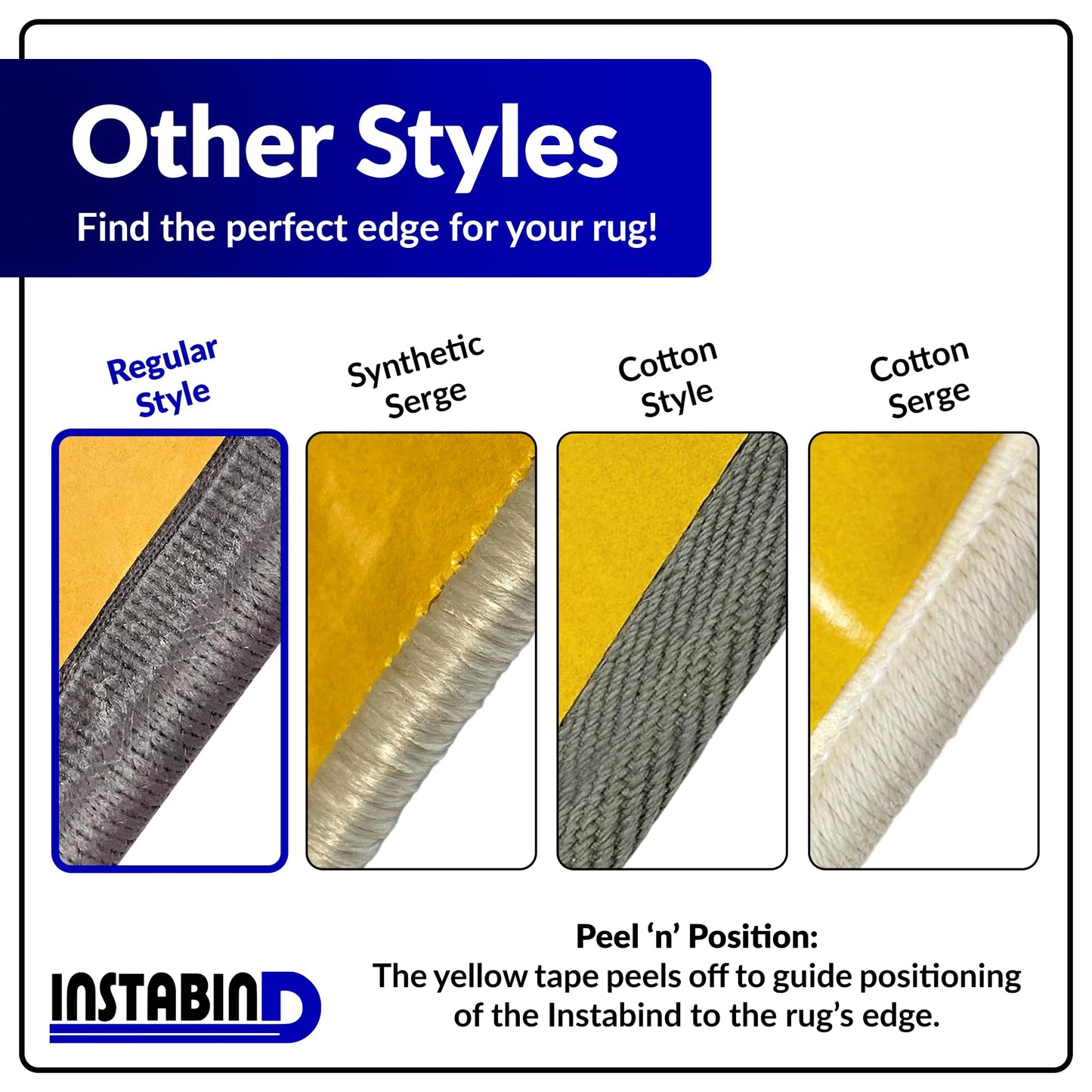 Instabind 54 ft Roll Premium Carpet Edge Binding – Regular Style Carpet Edge Trim - Do-It-Yourself Glue On Rug Edging - Durable & Easy Finishing for Rug Edges - USA Made Flooring Products, Beige
