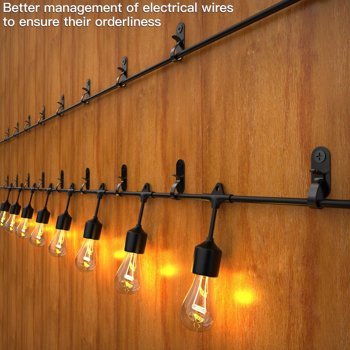 Lewufe String Lights Hanger Hooks, Stainless Steel Lights Clips, Outdoor Screw Hooks for Christmas Party Easy Release Wire and Fairy Led Lights, 20 Packs - Black