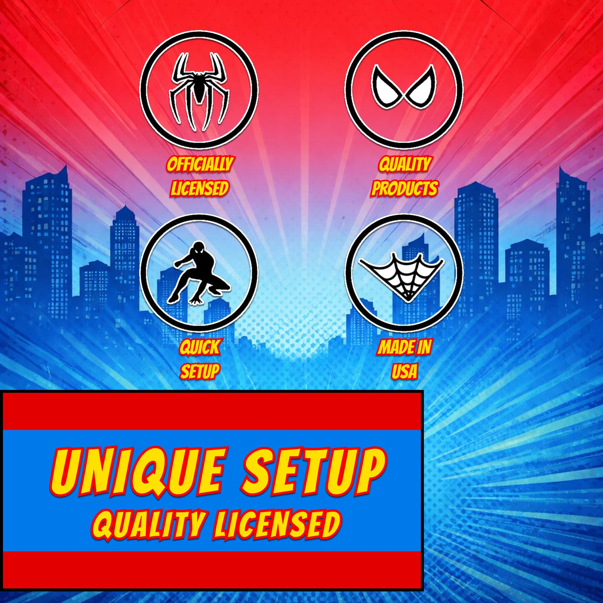 Unique Spider-Man Party Decorations | Swirl Decor Set | Officially Licensed | Jointed Banner and Hanging Swirls | Birthday Decor For Kids, Photo Backdrops, Party Rooms
