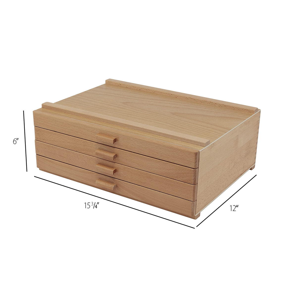 HG Art Concepts 4-Drawer Artist's Chest Craft Storage Box, Natural Birch Finish, Foam-Lined Drawers for Brushes, Removable Dividers, Sturdy Wood Construction, Stackable Solution