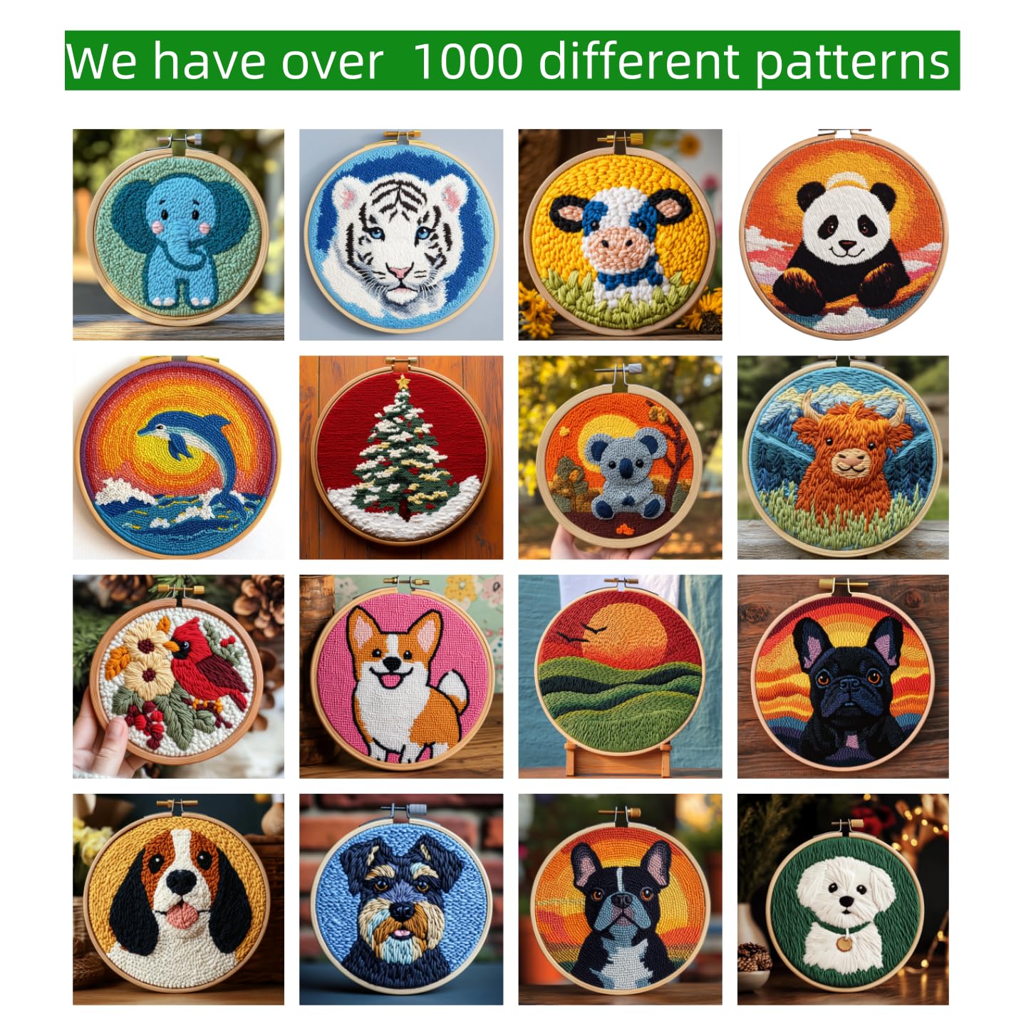 DIY Punch Needle Kits for Beginners Cute Puppy Golden Retriever Dog with Hoop Punch Needle Starter Craft Embroidery Set Easy for Adults and Children Festival Gift and Decoration 20x20cm-2