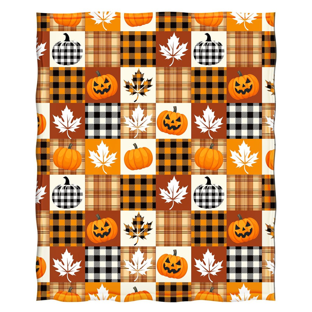 Halloween Pumpkin Throw Blanket Gifts, Pumpkins, Leaves Fall Plaid Blankets, Cozy Soft Fuzzy Plush Flannel Lap Throws for Couch Sofa Bed, for Kids Adults Wife Self, Birthday 60"x50"