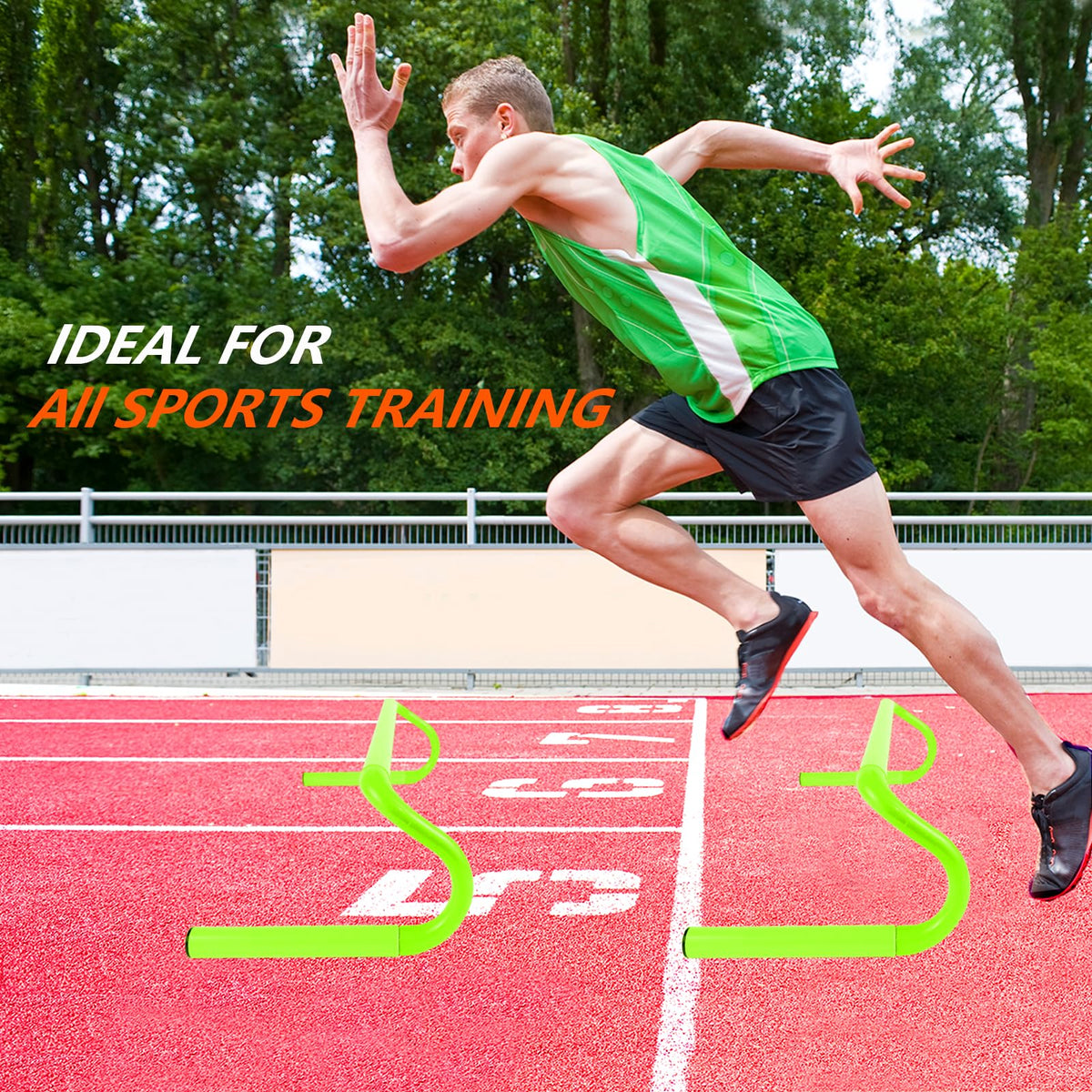 QIJISTORM 10 Pcs 6" Speed Agility Training Hurdles with 6 Marker Cone Durable Detachable Training Equipment Plyometric All Speed Hurdle for Athletes Soccer Basketball Football Practice Green