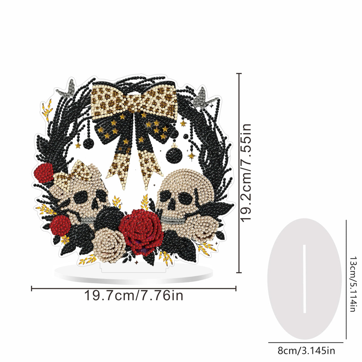 Fairyland JinWenn Decor for Home Diamonds Art kit Decorations, Halloween Skull Rose Wreath Diamonds Painting Kit for Adult Tabletop Gift DIY 5D Diamonds Dots Special Crystal Diamond 7.5X7.7 inch