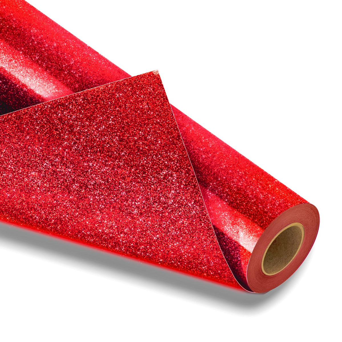 VinylRus Red Glitter HTV Heat Transfer Vinyl Roll-12 x 10ft Red Glitter HTV Vinyl for T-Shirt Clothing Bags,Glitter Iron on Vinyl for All Cutter Machine - Easy to Cut and Weed