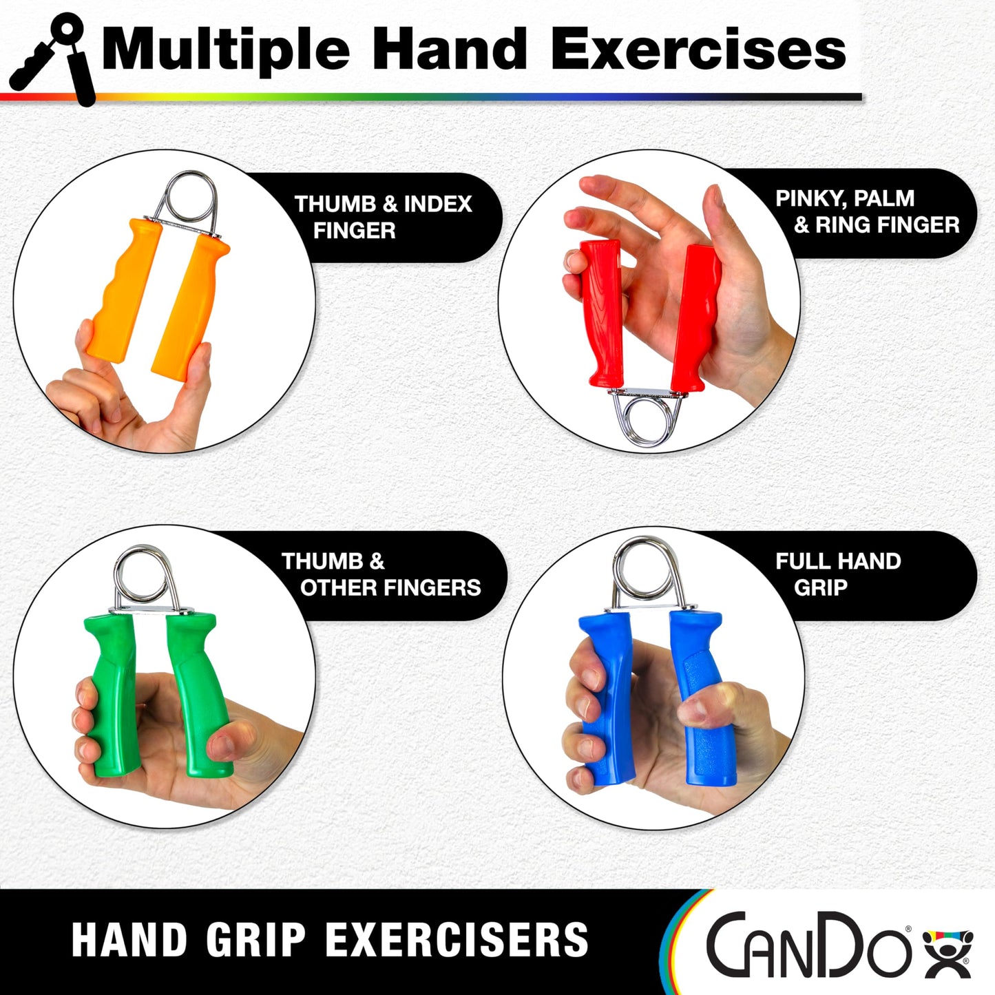 CanDo Hand Grip Exerciser Pair, 24 lb, Blue-Heavy