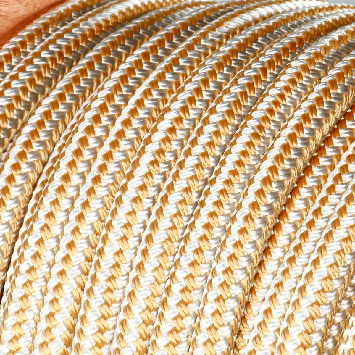Amarine Made Heavy Duty Double Braid Nylon Anchor Line with Stainless Steel Thimble-White/Gold Color 1/2 inch Thickness 300 ft Long